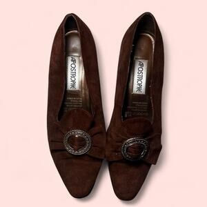 Brown suede vintage heels with